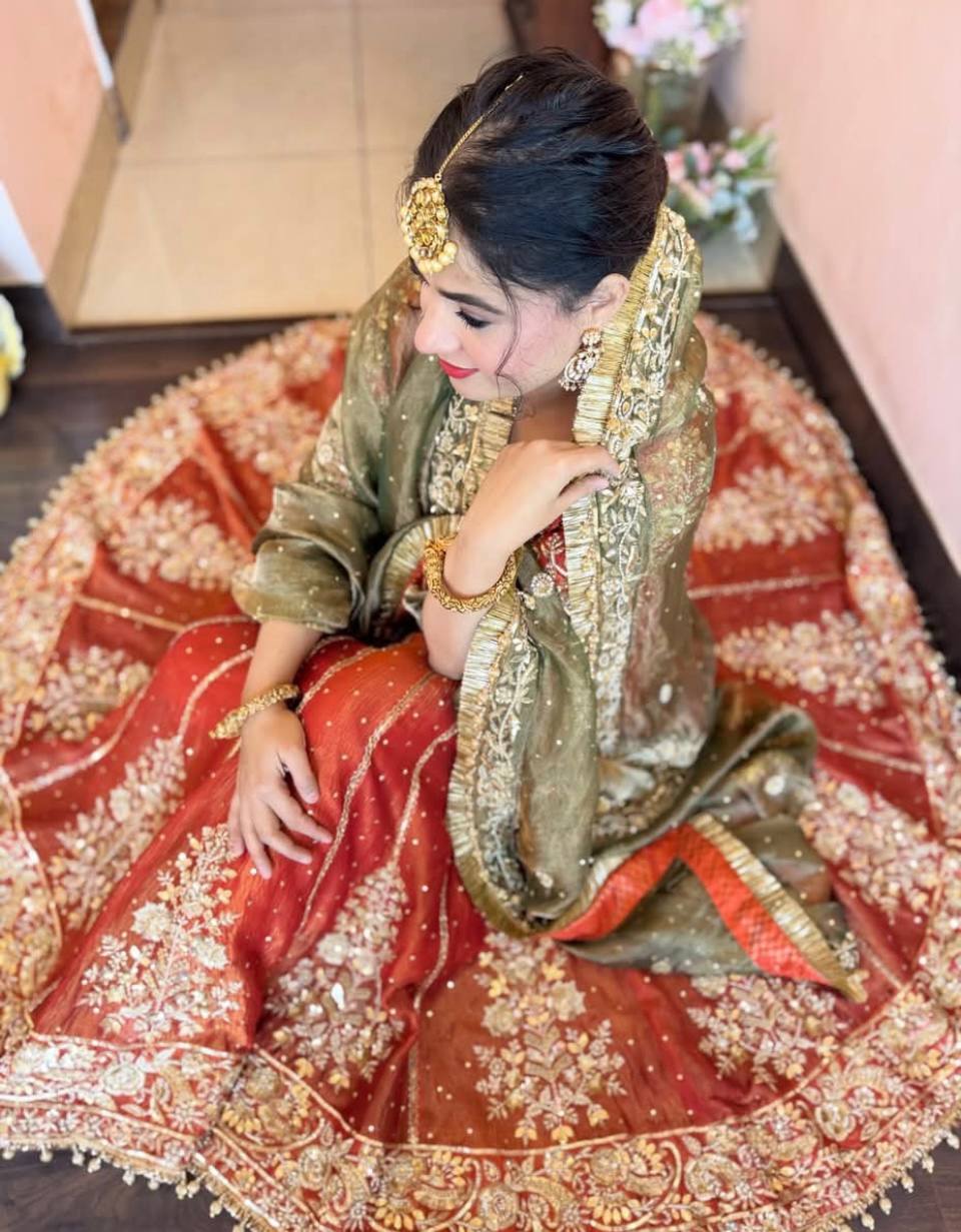 Modern Vermilion Flared Anarkali Set